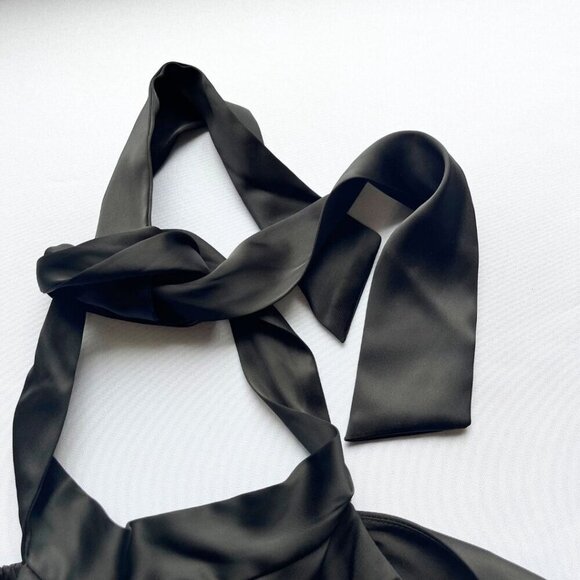 NWT JOIE BLACK SATIN HALTER OPEN BACK LONG EVENING DRESS - XL - Picture 9 of 12